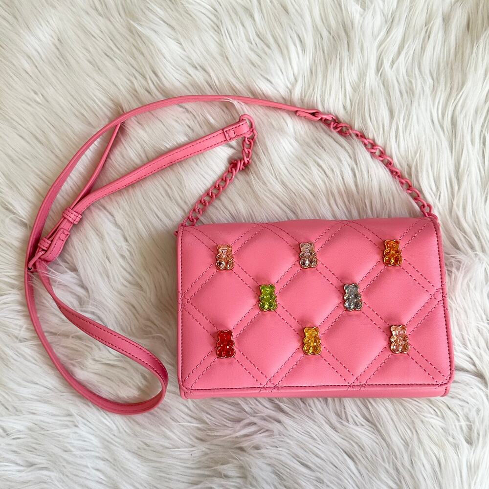 Betsey Johnson Sybil G Quilted Crossbody Gummy Bear Bag Faux Leather, Pink - Picture 8 of 9